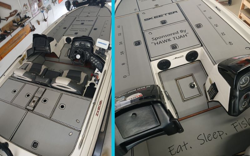 Skeeter bass boat with a full FlexDek marine flooring overhaul
